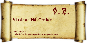 Vinter Nándor névjegykártya